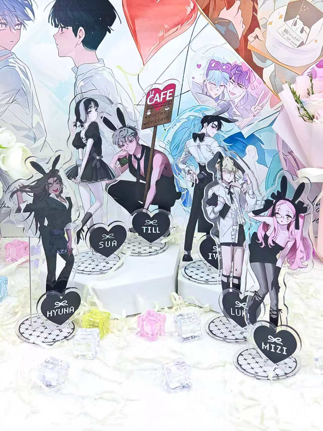 Desk Accessories - ชุดตุ๊กตาอะคริลิกตั้งโชว์ลายกระต่ายน้อยน่ารัก 6 ชิ้น/1 ชิ้น, ตุ๊กตาตัวละครสไตล์อนิเมะ, ของตกแต่งโต๊ะสไตล์โกธิคคาวาอิ,