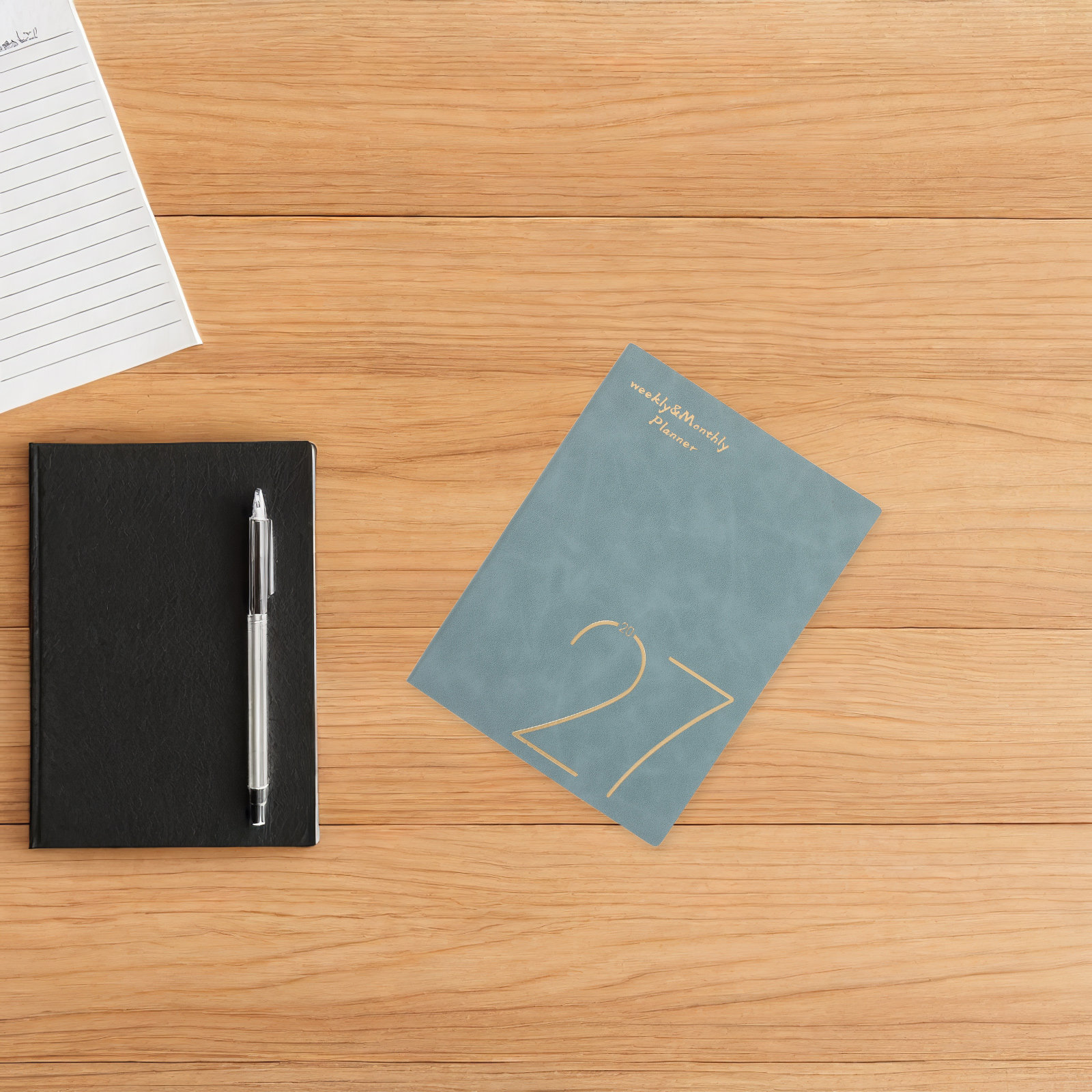 Spiral Bound Grid Notebook A5 - สมุดแพลนเนอร์รายสัปดาห์และรายเดือน ปี 2027 ขนาด A5 เข้าเล่มแบบสไปรัล