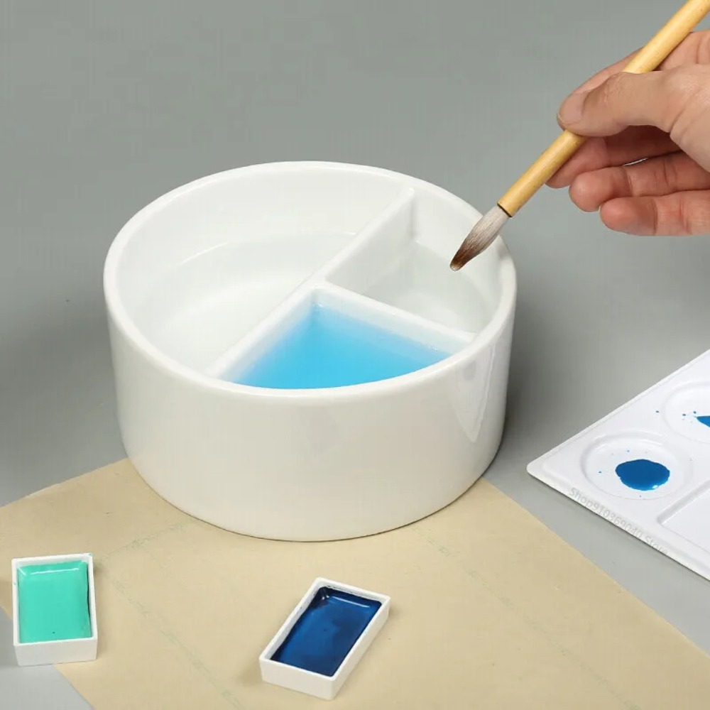 Writing Tools - อุปกรณ์วาดภาพ จานล้างสีเซรามิก จานสีน้ำขาวเซรามิก จานหมึกขนาดใหญ่ จานล้างหมึกสำหรับงานคัดลายมือ จานล้างสีกวอช