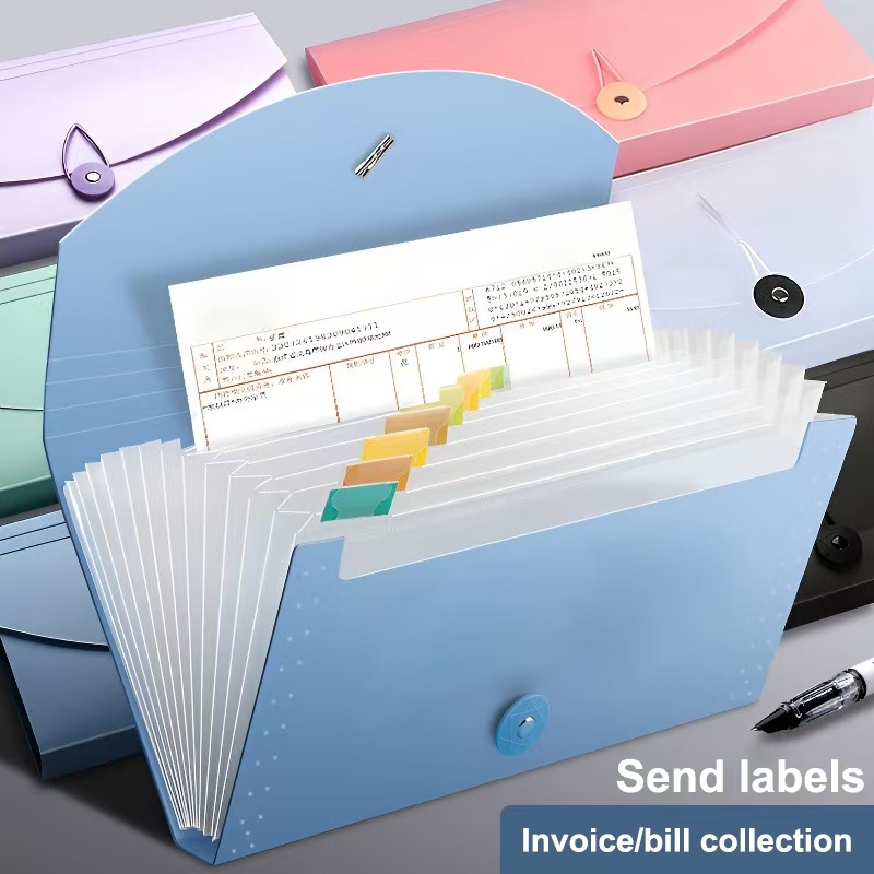 Expandable Accordion File Folder 13 Pockets - แฟ้มจัดเอกสารแบบขยายได้ 13 ช่อง, แฟ้มเอกสารแบบพับได้พร้อมป้ายชื่อ, แฟ้มจัดเอกสารแบบพกพาสำหรับเก็บใบเสร็จและเอกสารต่างๆ