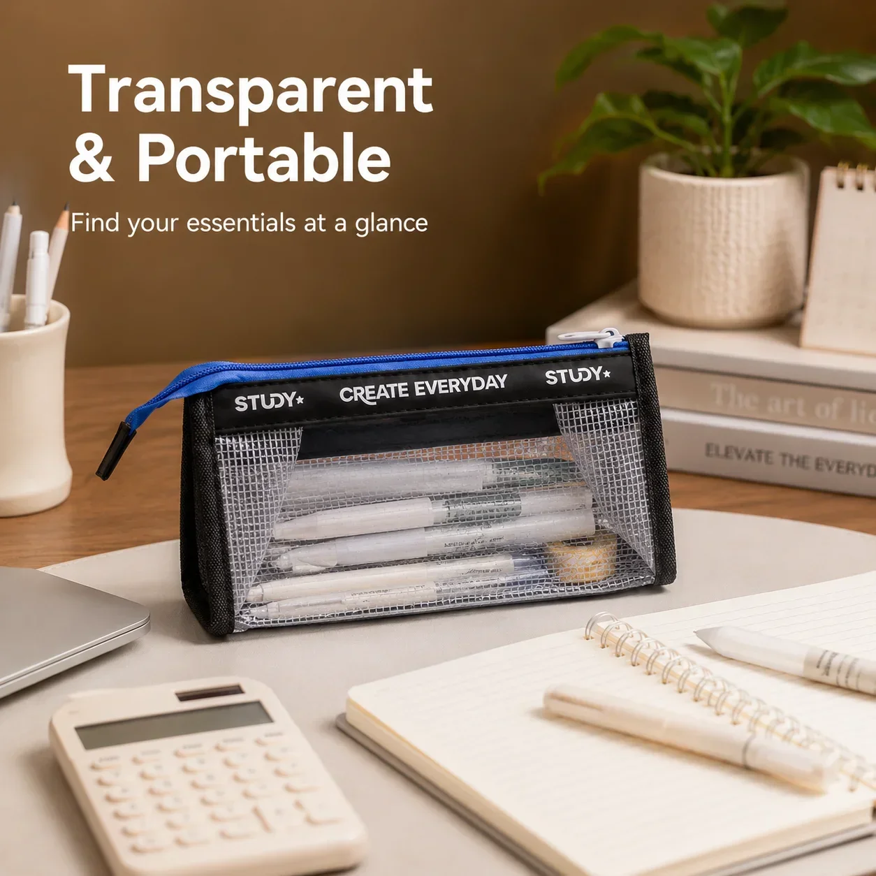 กระเป๋าใส่ดินสอแบบใส ความจุขนา - Aesthetic Large Pencil Case Pouch บทวิจารณ์และราคา