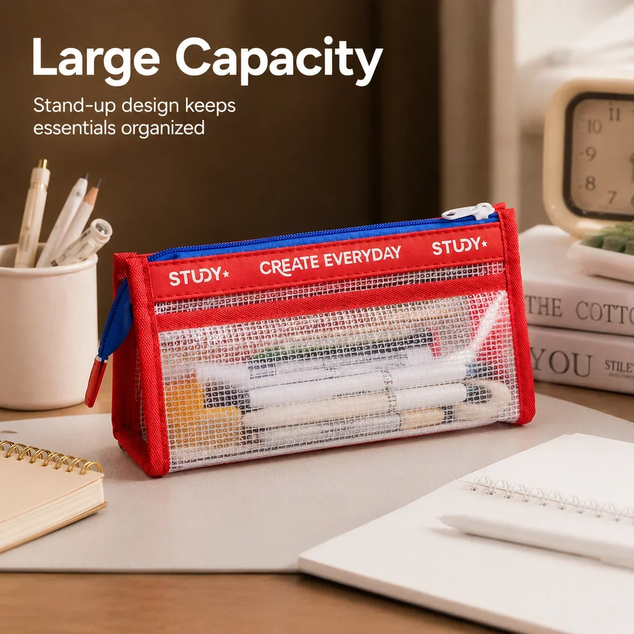 กระเป๋าใส่ดินสอแบบใส ความจุขนา - Aesthetic Large Pencil Case Pouch บทวิจารณ์และราคา